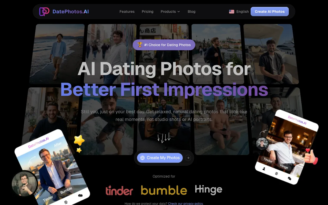 DatePhotos.AI homepage preview