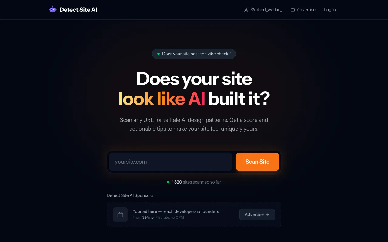 Detect Site AI homepage preview