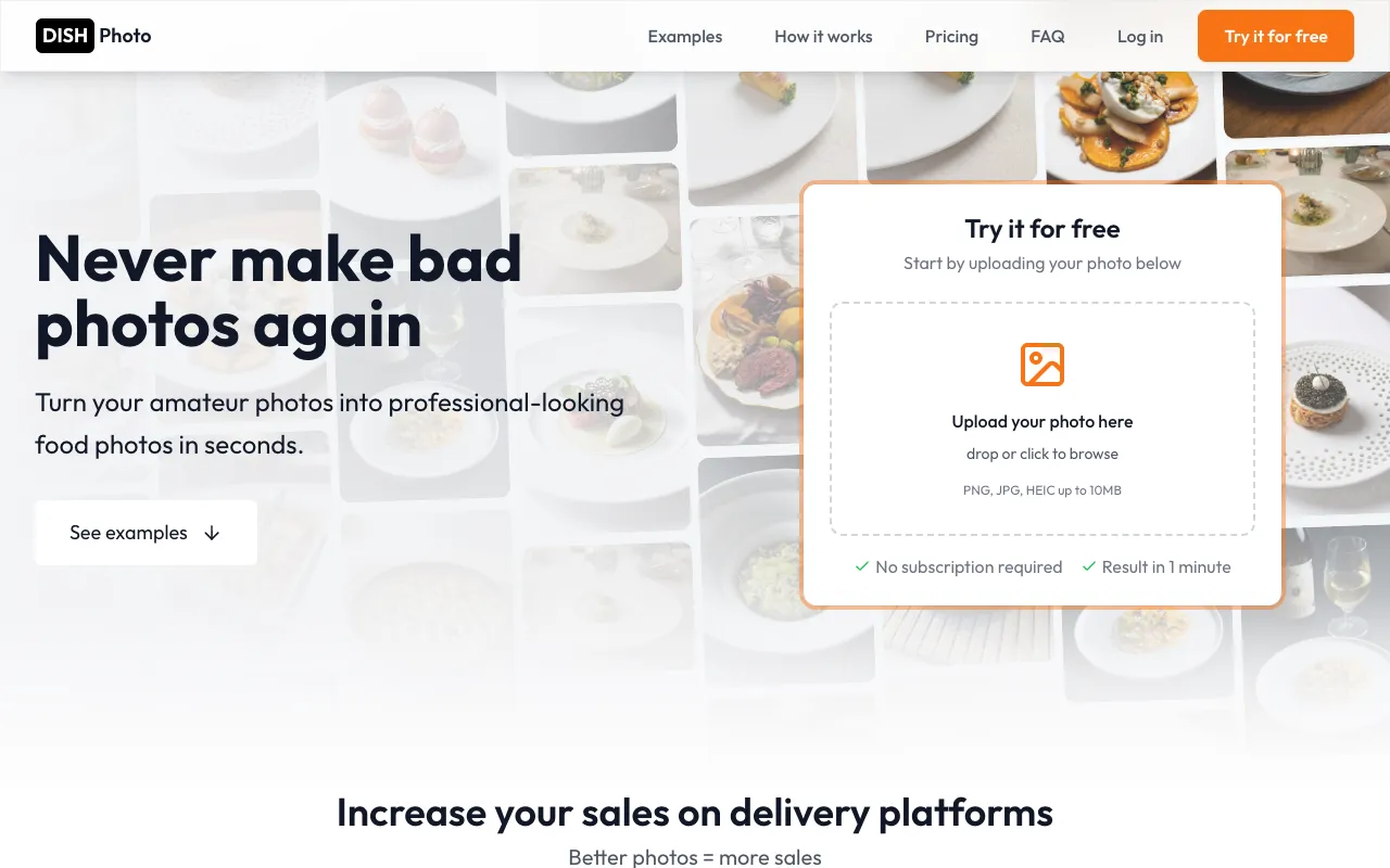 DishPhoto homepage preview