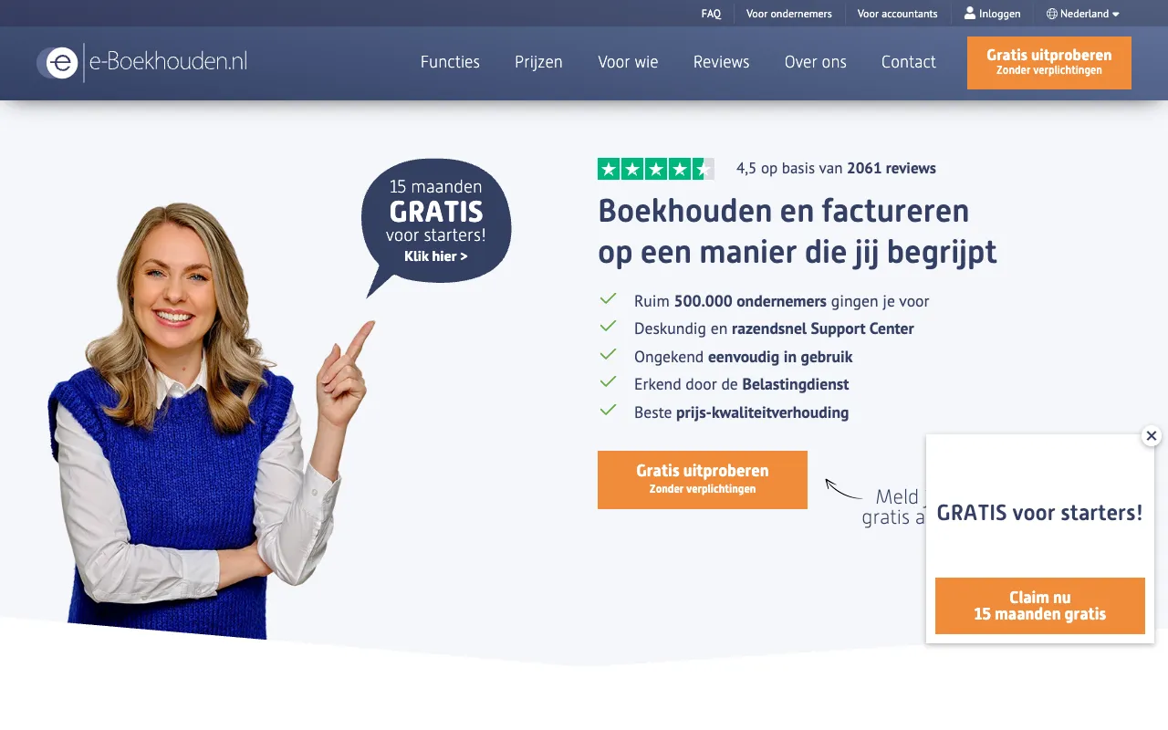 e-Boekhouden.nl homepage preview