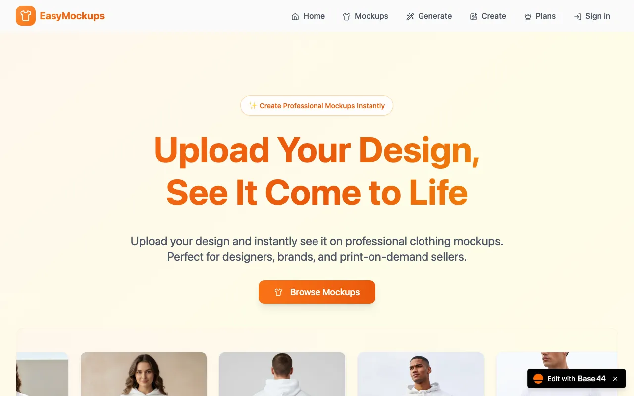 EasyMockups homepage preview