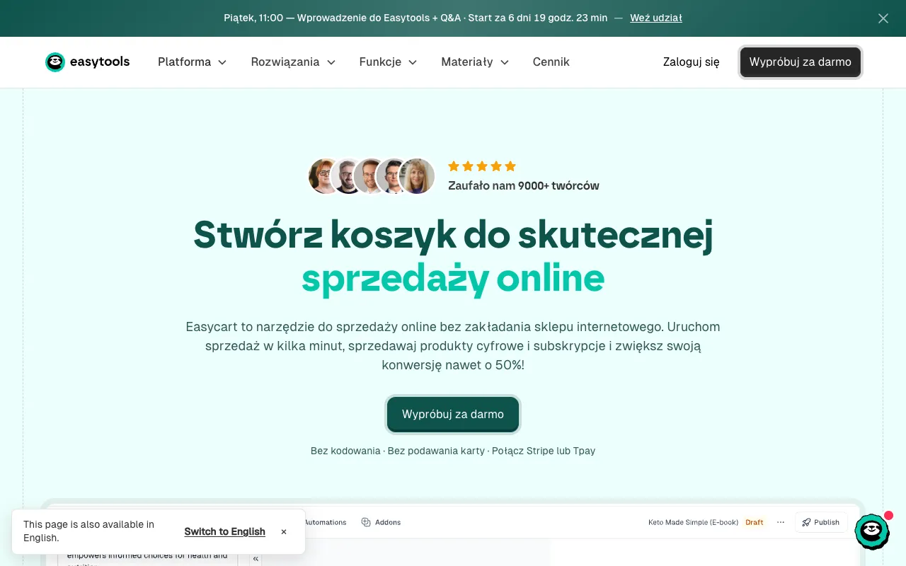 Easycart homepage preview