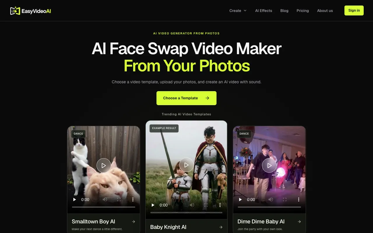 EasyVideoAI homepage preview