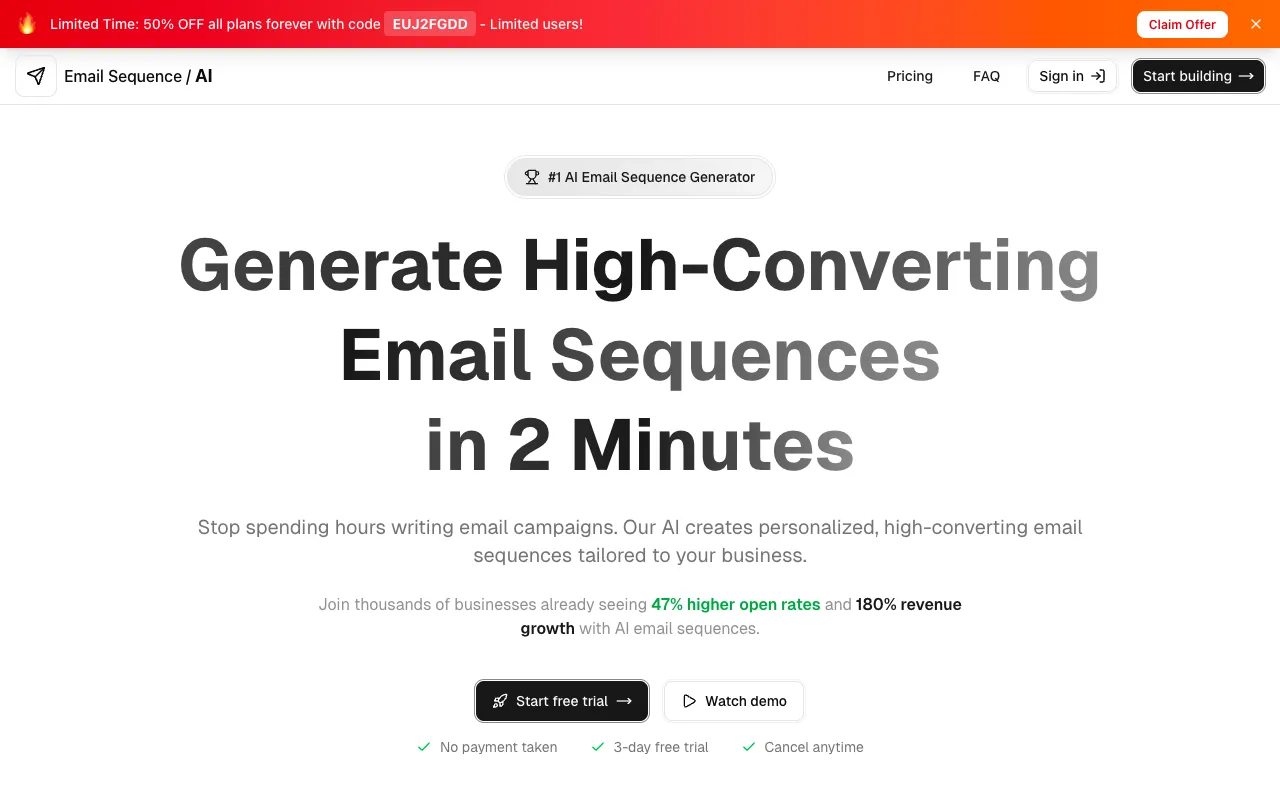 EmailSequence.ai 官网预览