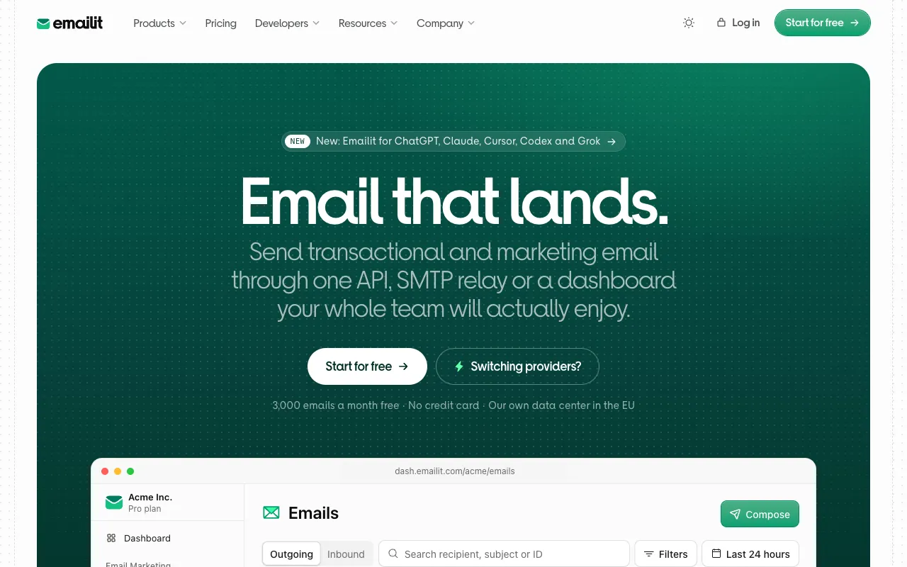 Emailit 官网预览