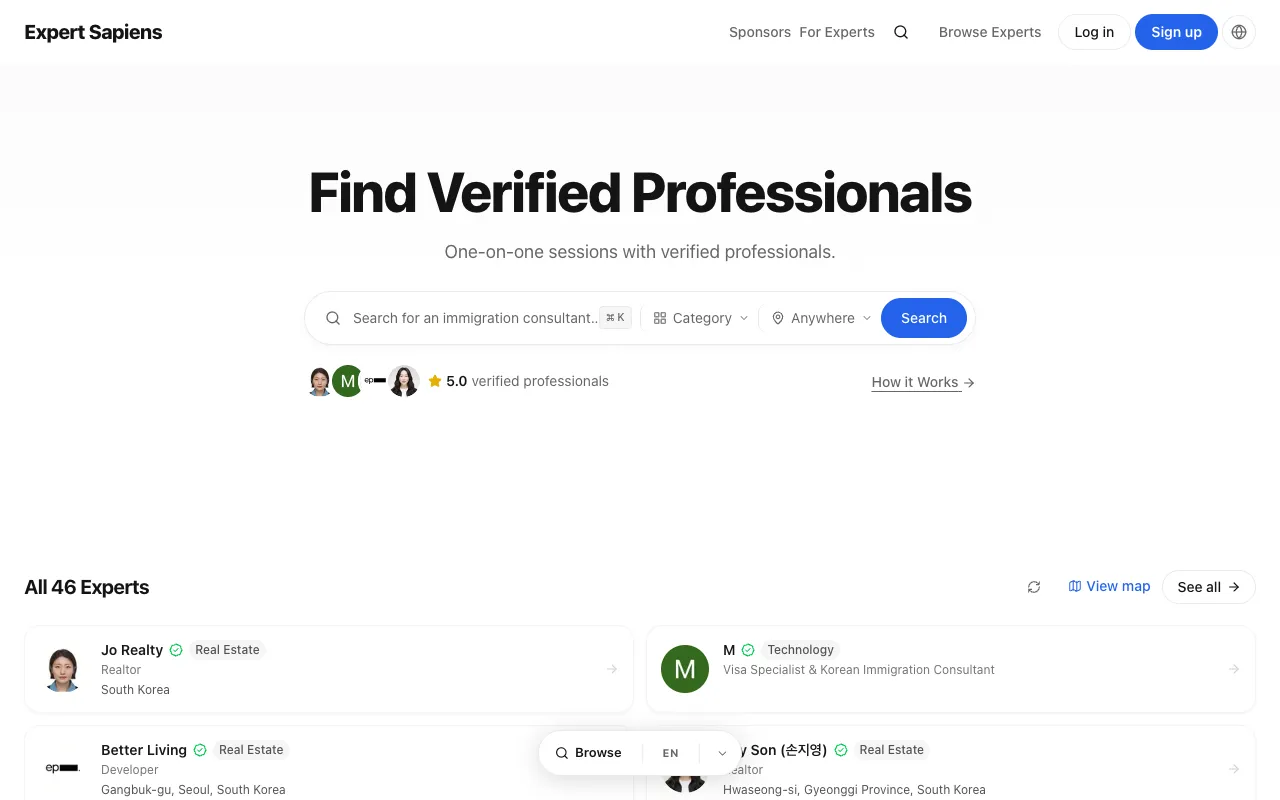 Expert Sapiens homepage preview