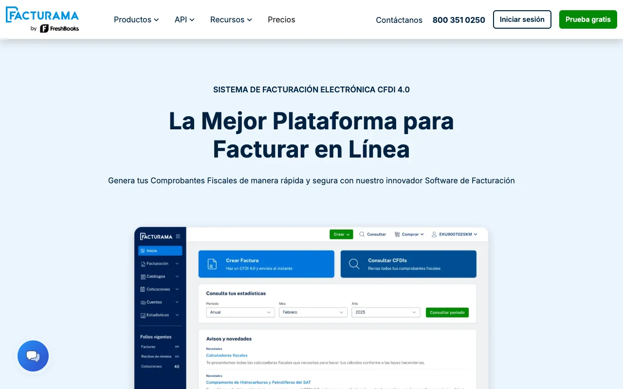 Facturama homepage preview