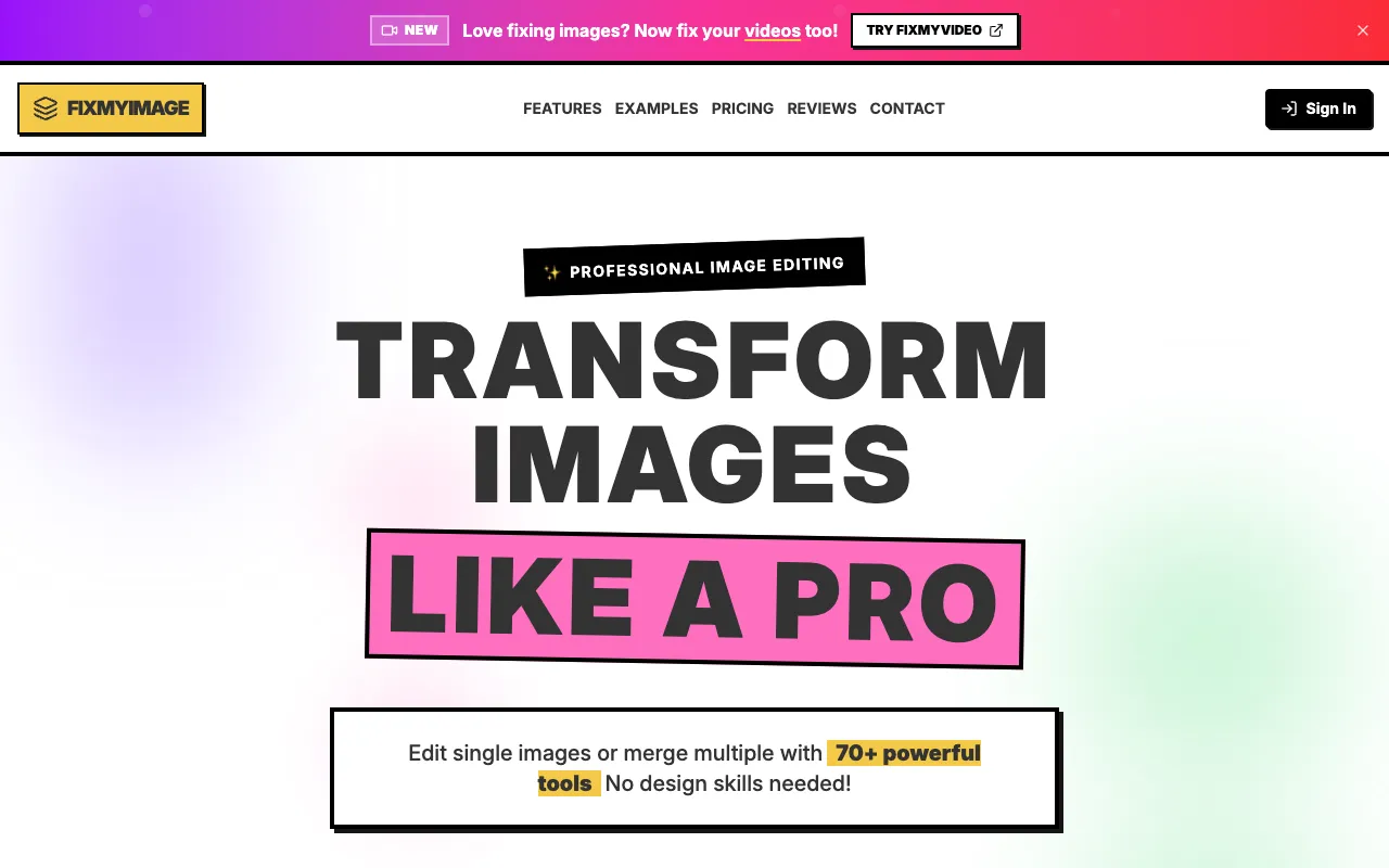 FixMyImage homepage preview