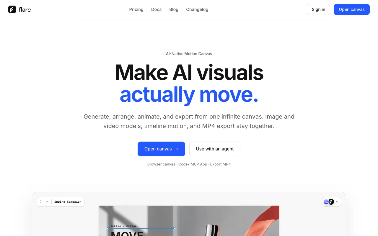 flare.design homepage preview