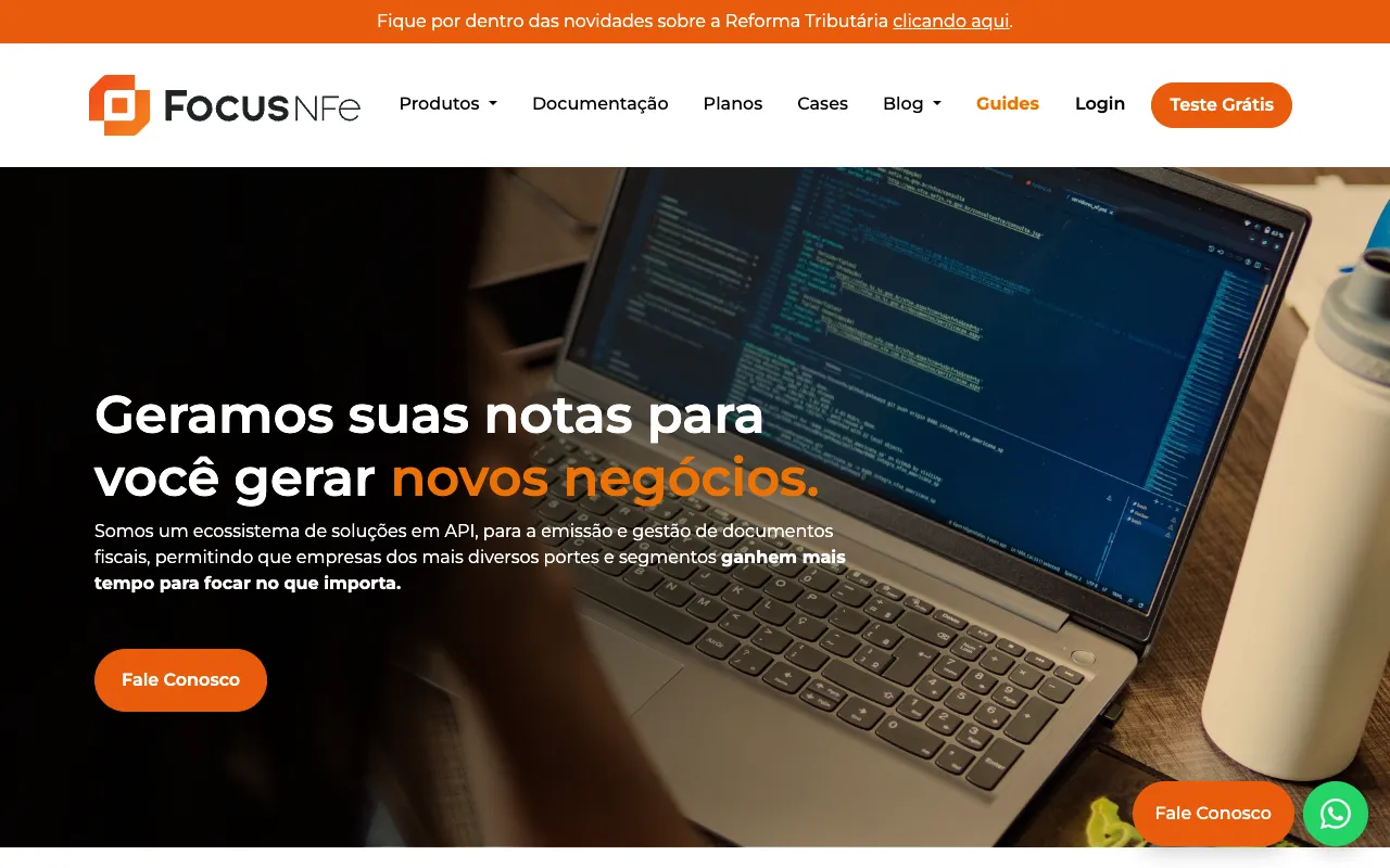 Focus NFe homepage preview