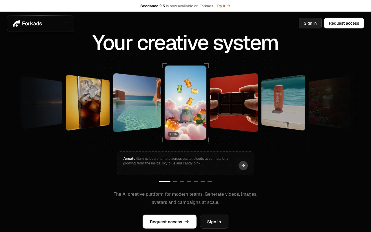 Forkads homepage preview