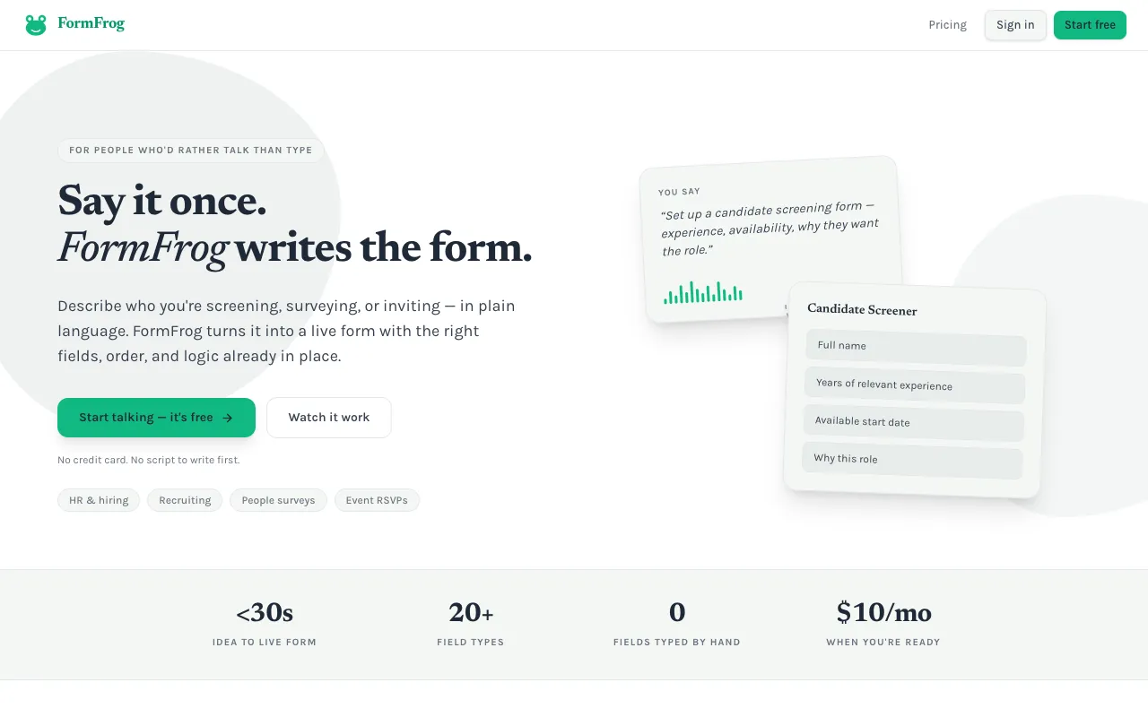 FormFrog 官网预览