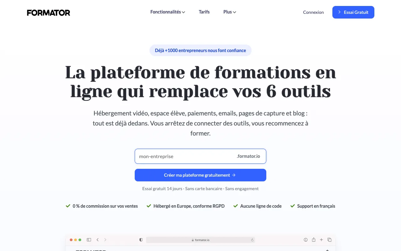 Formator.io homepage preview