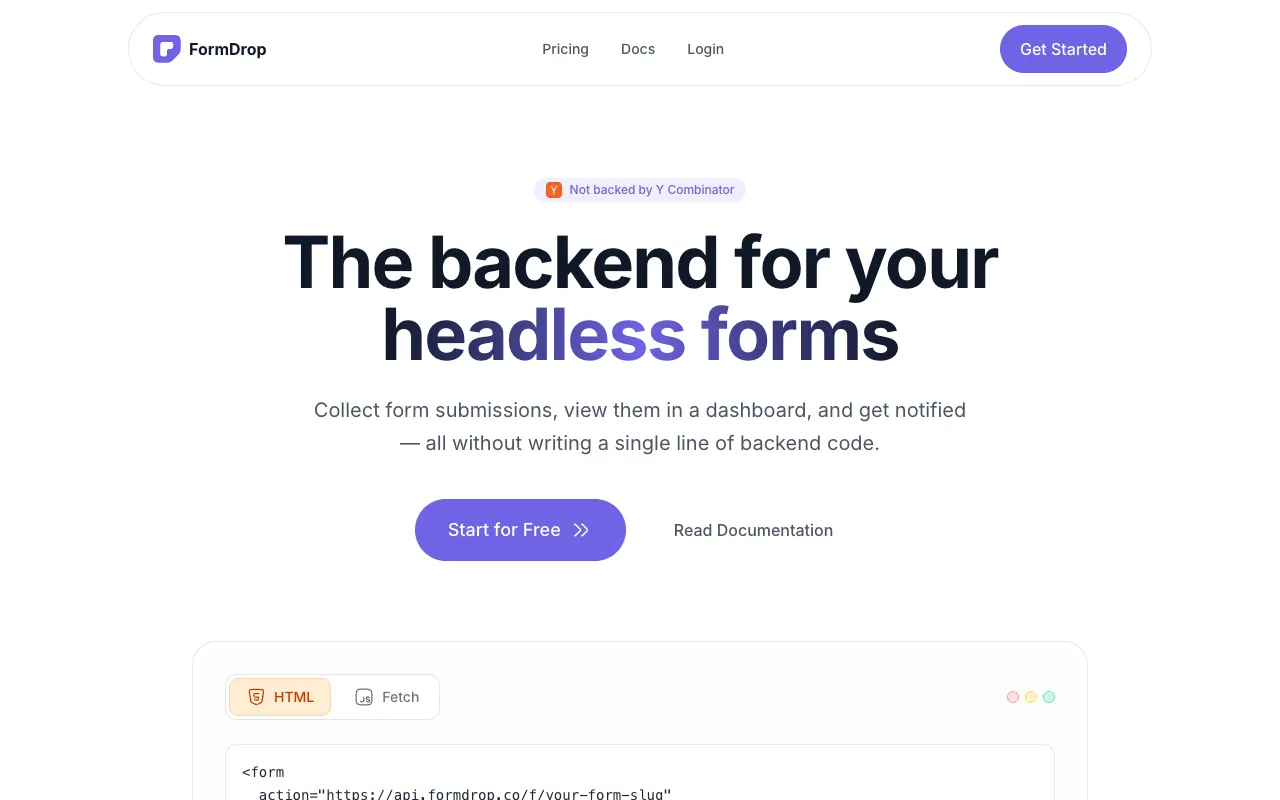 FormDrop homepage preview
