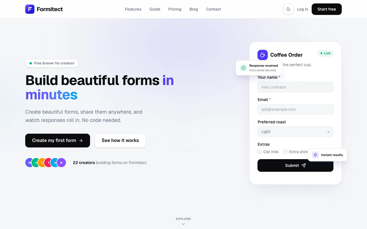 Formitect 官网预览