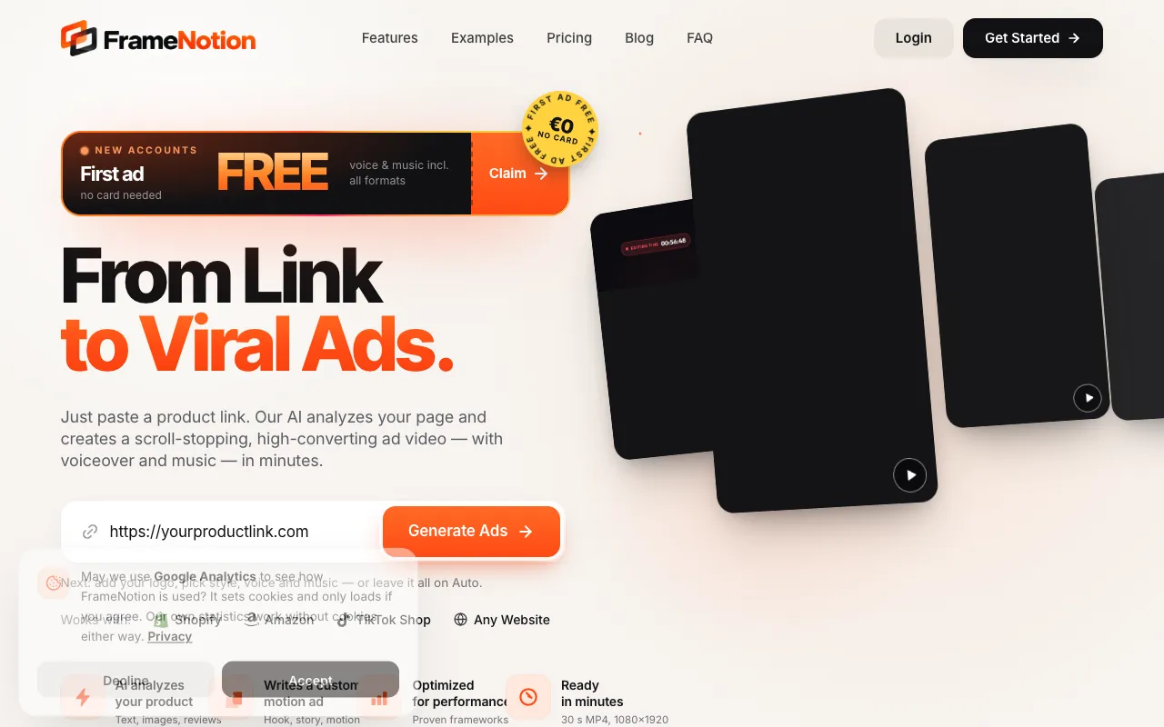 FrameNotion homepage preview