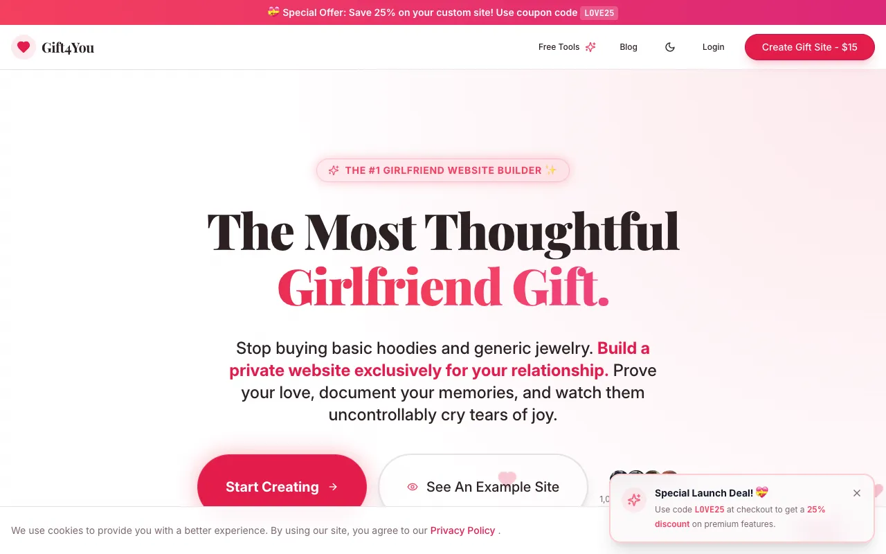 Gift4You homepage preview
