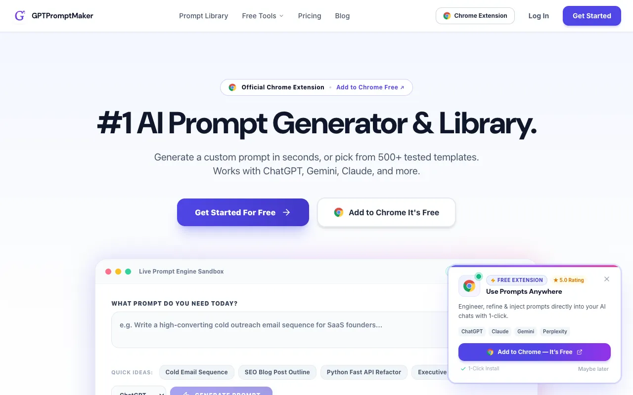 GPTPromptMaker homepage preview