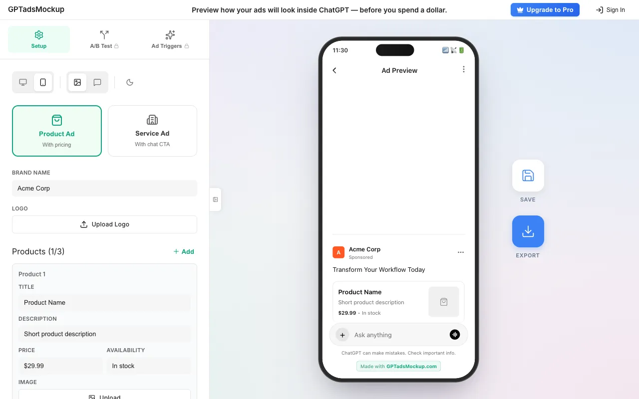 GPTadsMockup 官网预览