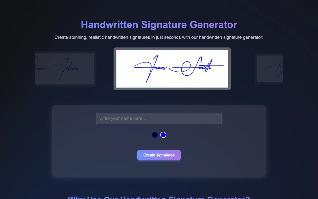 Handwritten Signature Generator 官网预览