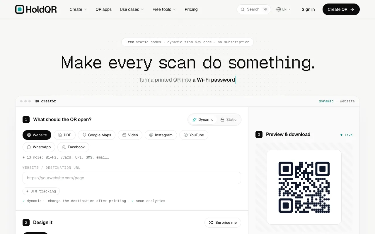 HoldQR 官网预览