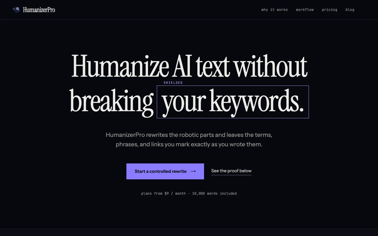 HumanizerPro homepage preview