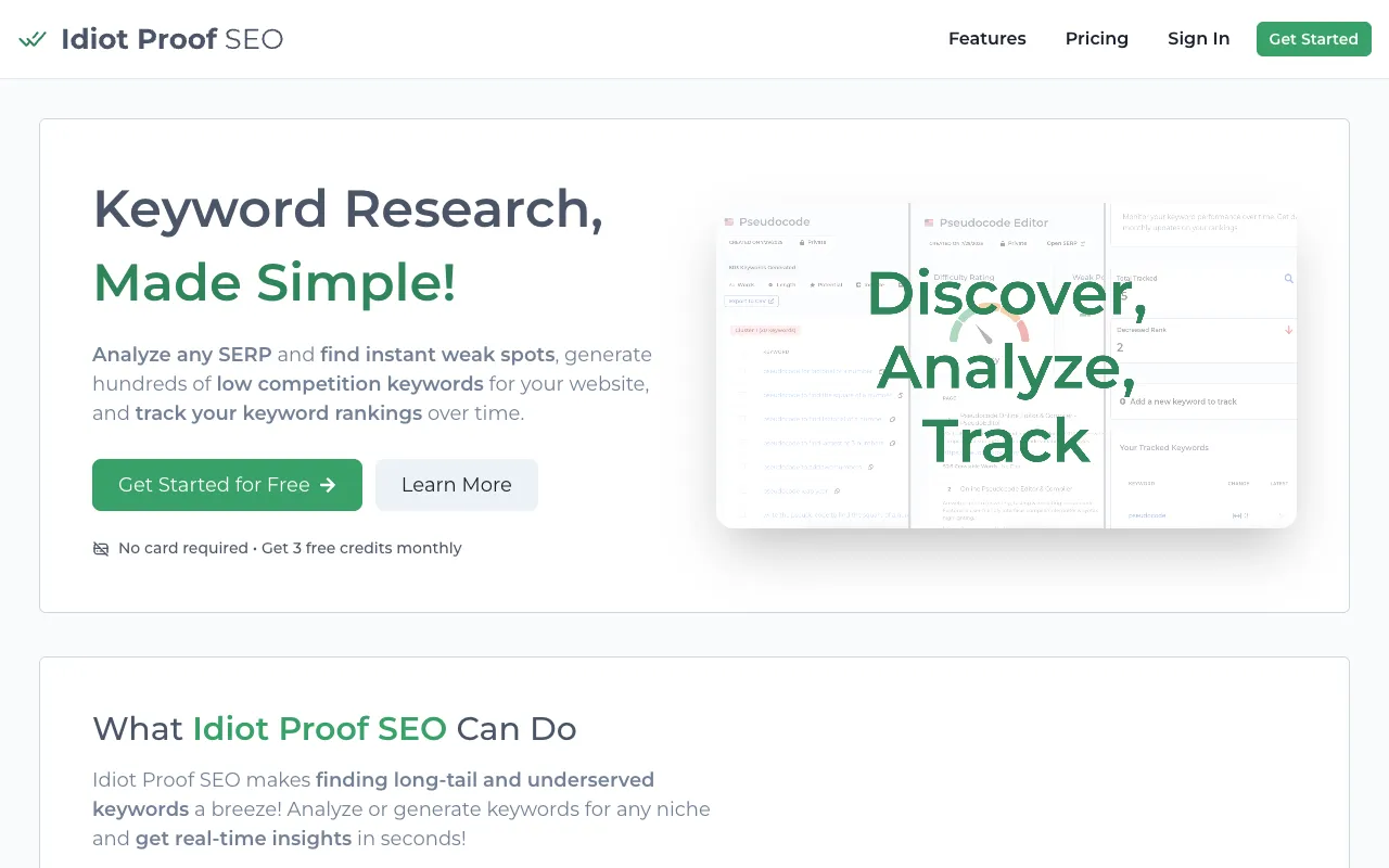 Preview of the Idiot Proof SEO website