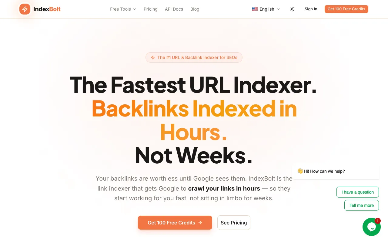 Preview of the IndexBolt website