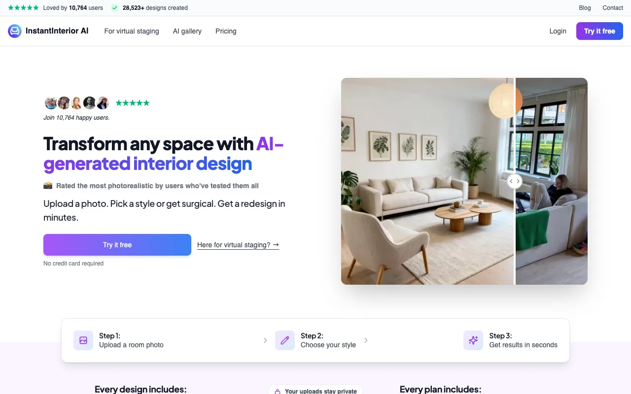 InstantInterior AI 官网预览