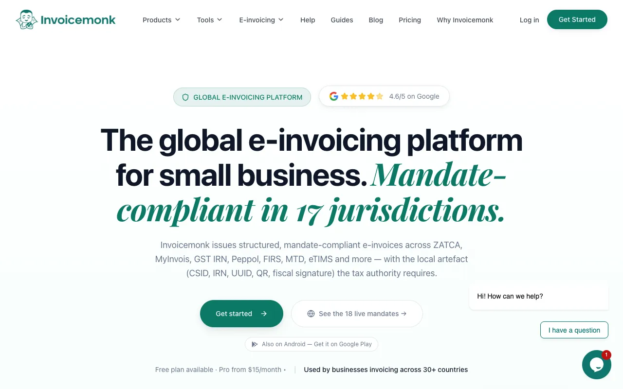 Invoicemonk homepage preview
