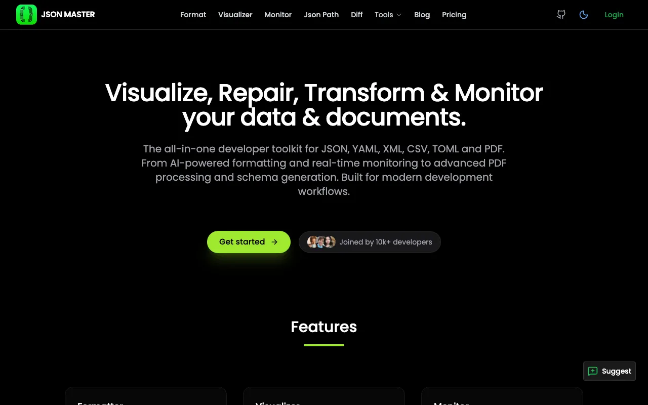 Preview of the JSONMaster website