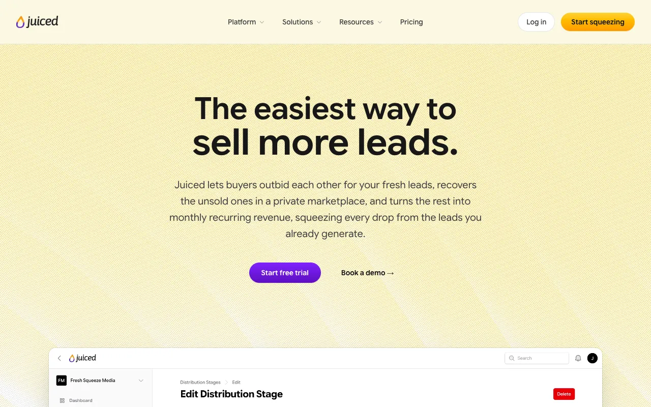 Juiced homepage preview