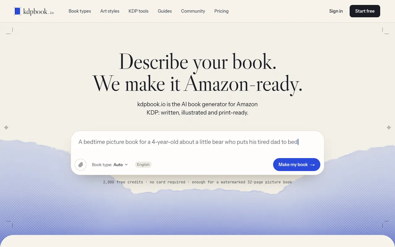 kdpbook.io homepage preview