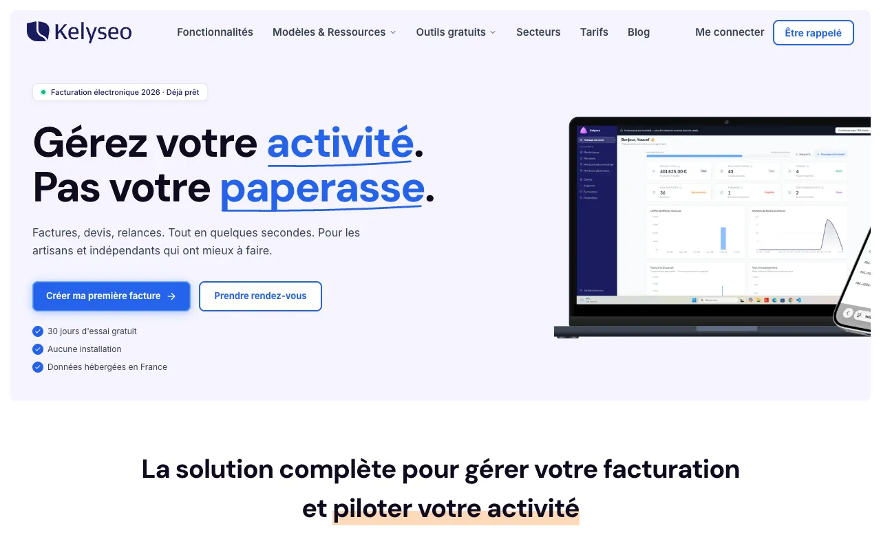 Kelyseo homepage preview
