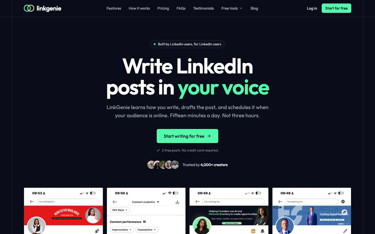 LinkGenie homepage preview