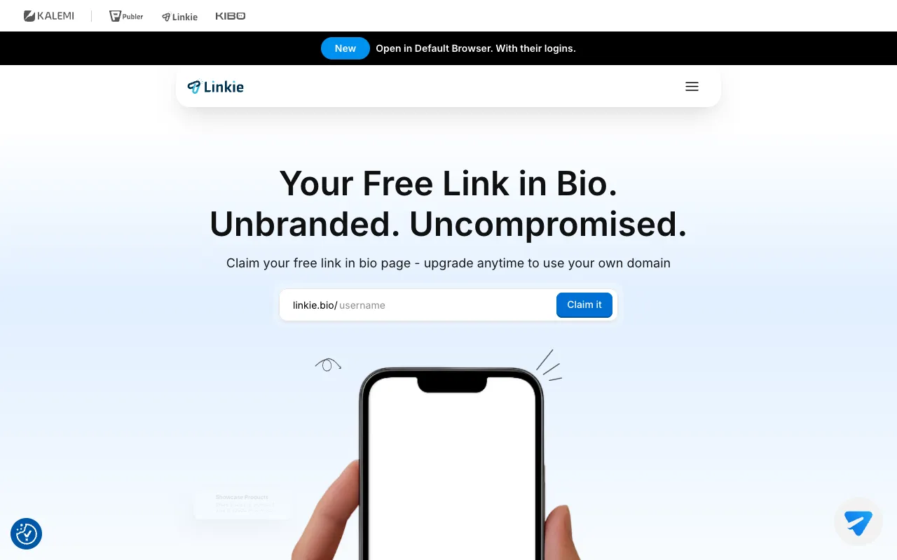 Linkie homepage preview