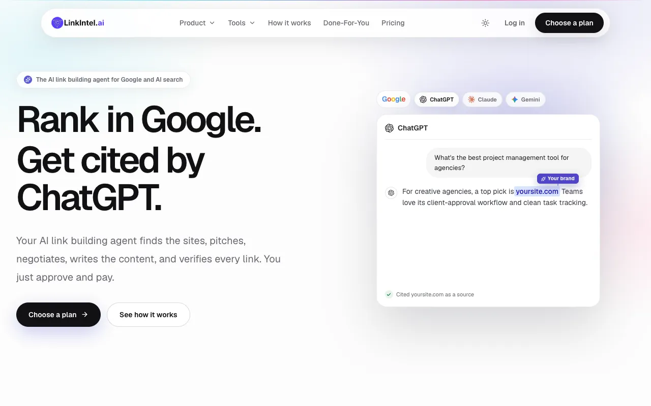 Preview of the LinkIntel website