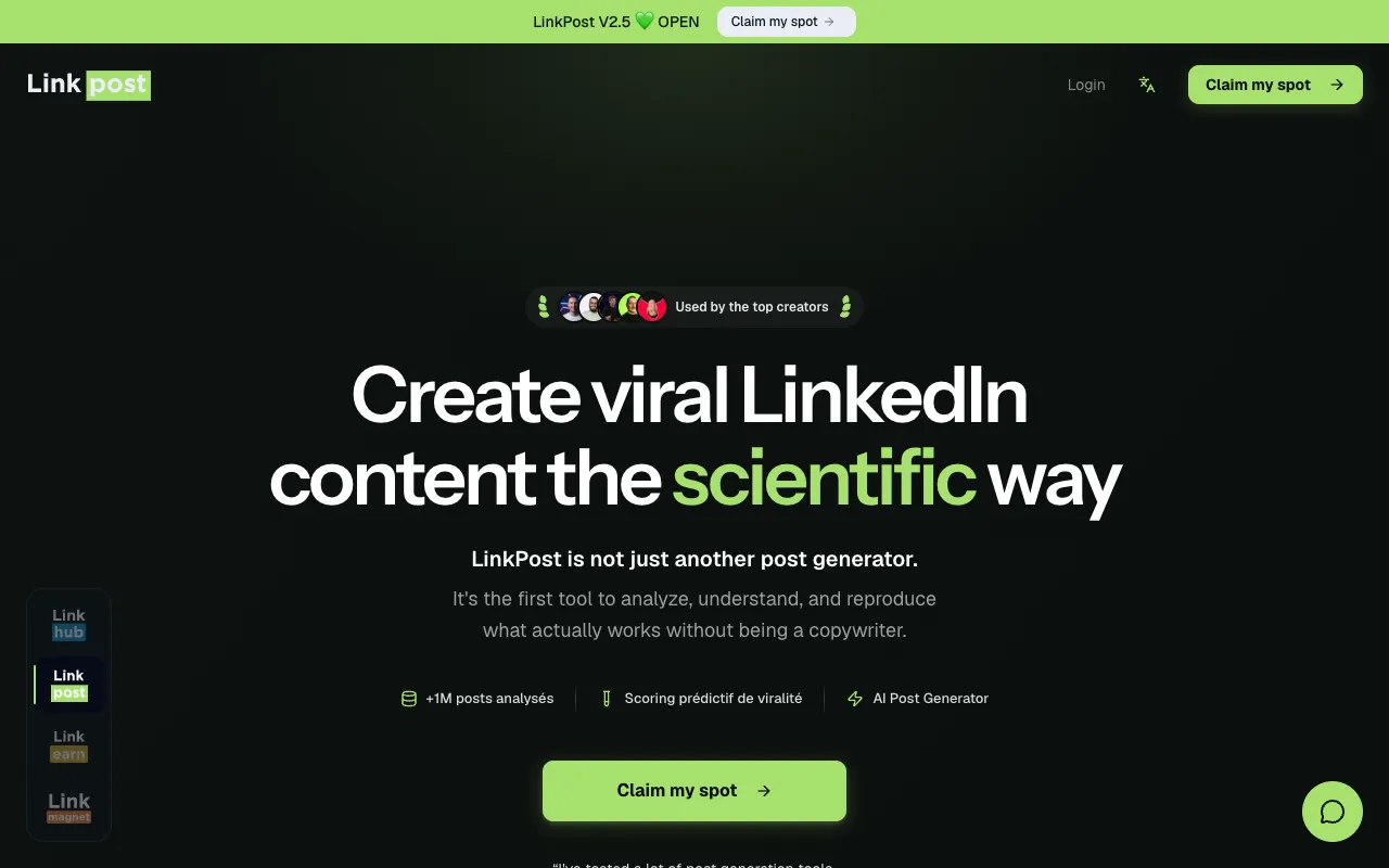 LinkPost homepage preview