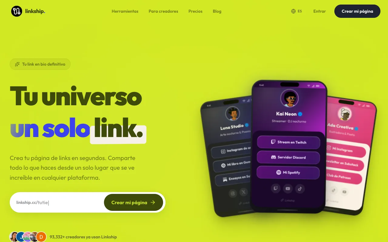 Linkship homepage preview