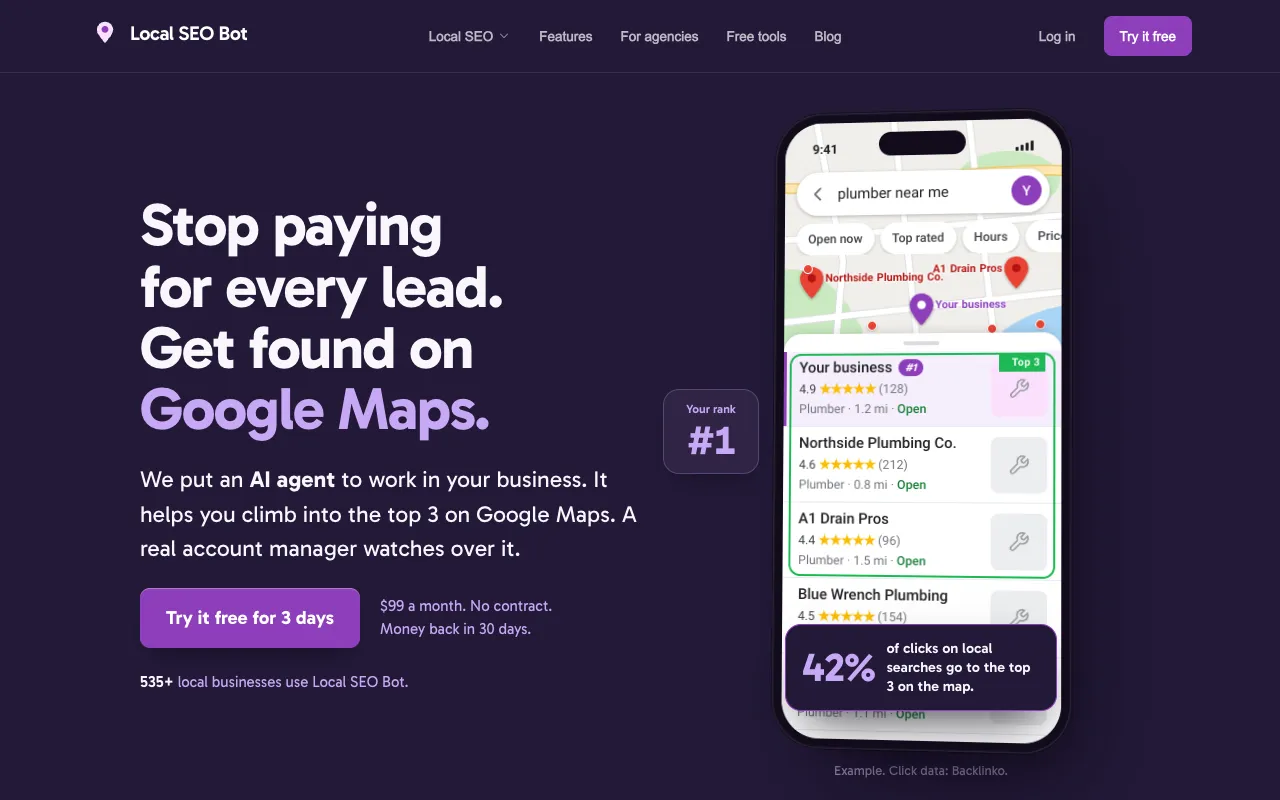 Local SEO Bot homepage preview