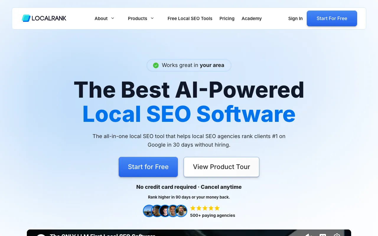 LocalRank homepage preview