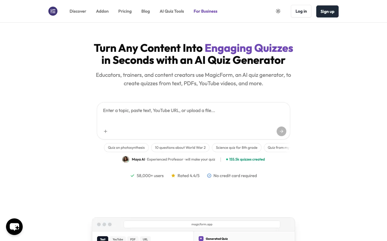 MagicForm homepage preview