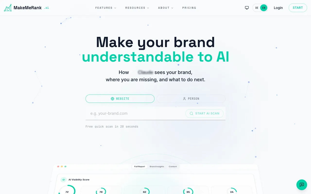 Preview of the MakeMeRank.ai website