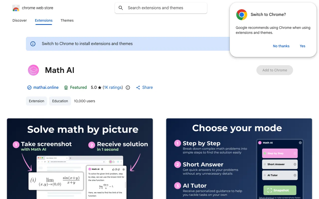 Math AI homepage preview