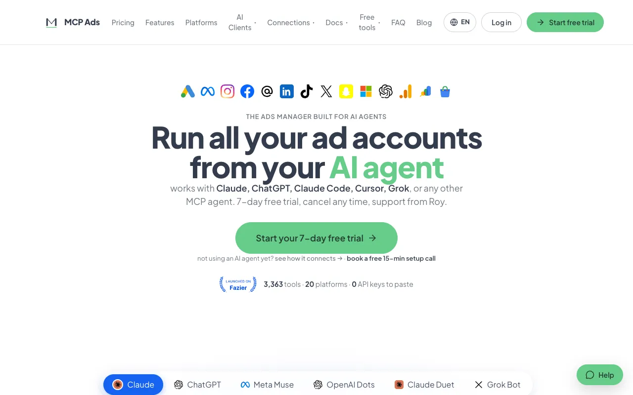 MCP Ads homepage preview