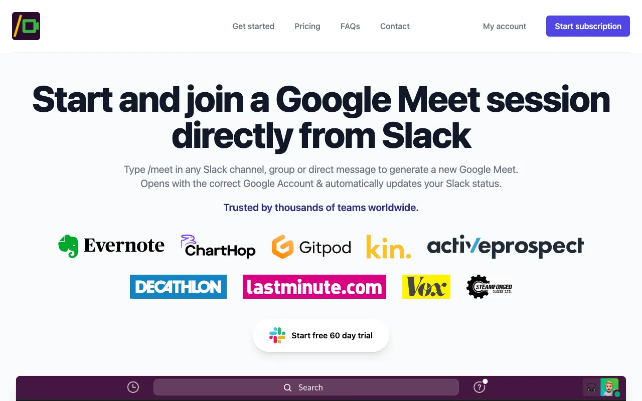 Meet for Slack 官网预览