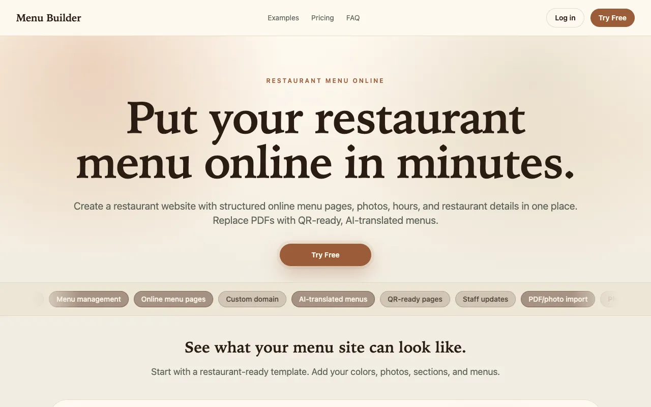 Menu Builder 官网预览