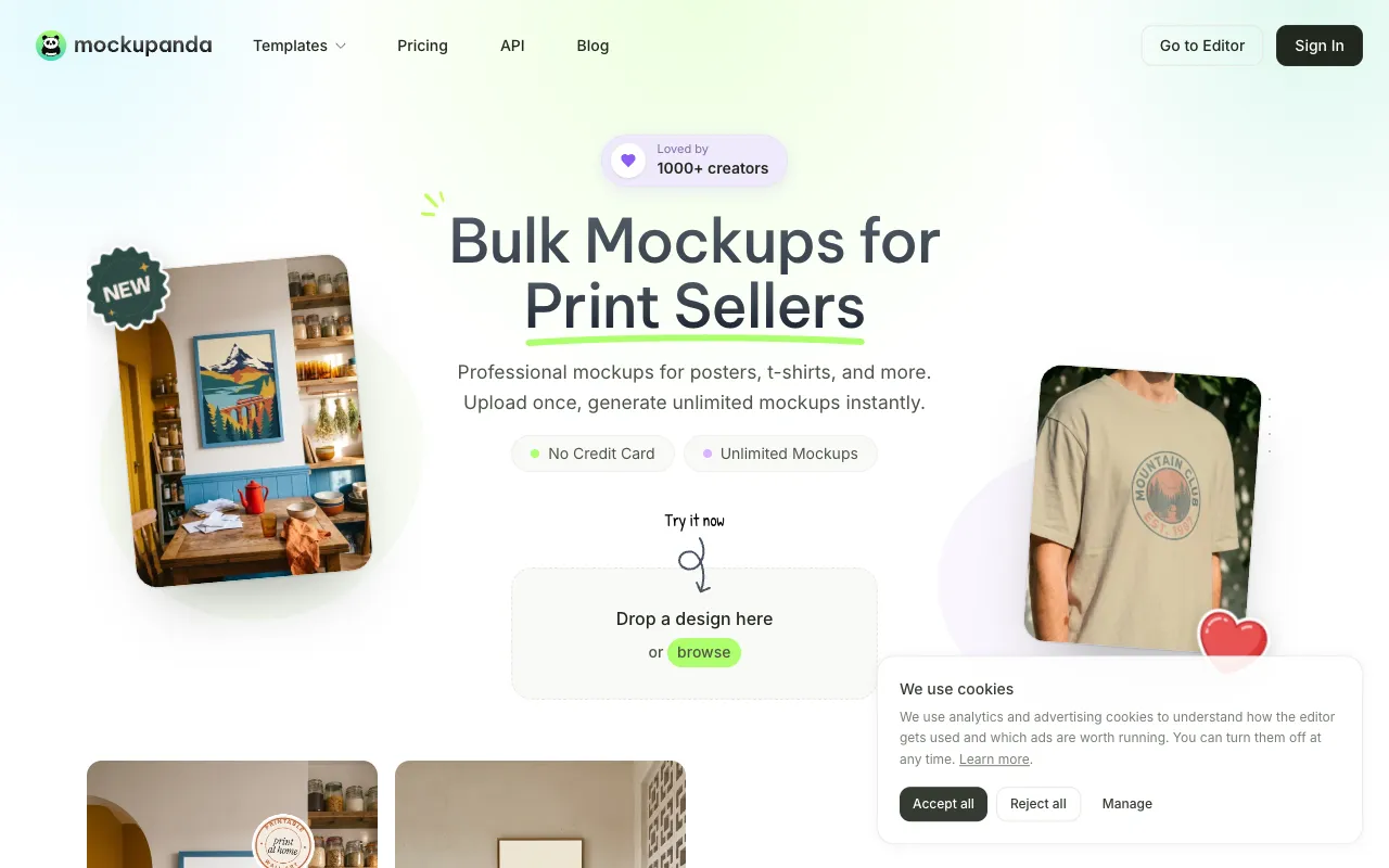 Mockupanda homepage preview
