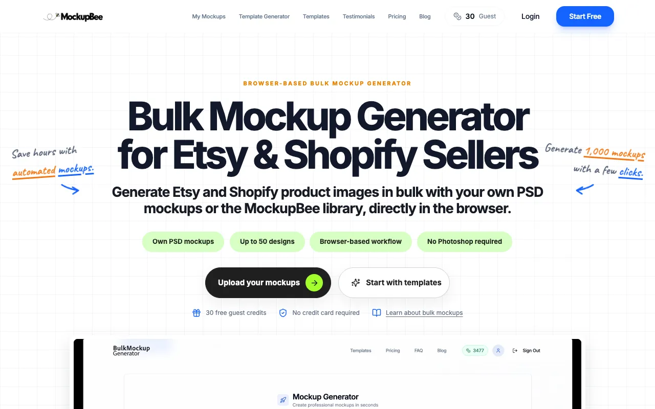 MockupBee homepage preview