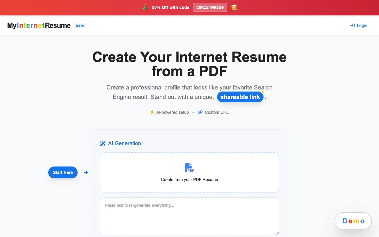 Preview of the My Internet Resume website